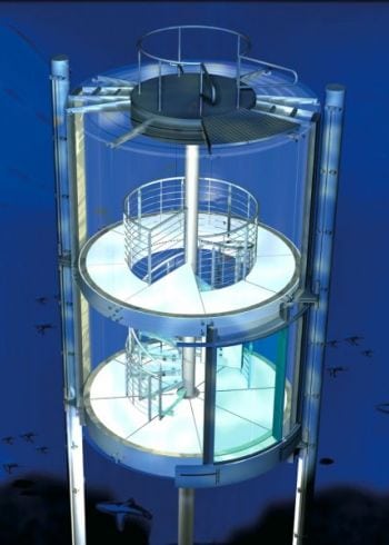Radisson Blu Hotel in Berlin der Aufzug ist eine echte Attraktion Aufzug im Aquarium
