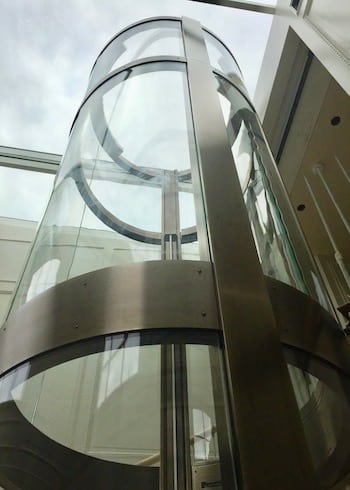 Louis Vuitton's Spiralling Double-Helix Glass Elevator — Elevator